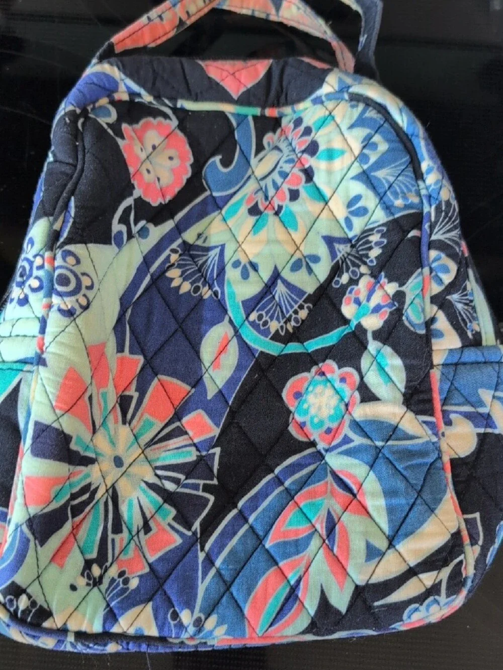 Vera Bradley Quilted Floral Mini Backpack in Navy, Teal, Coral